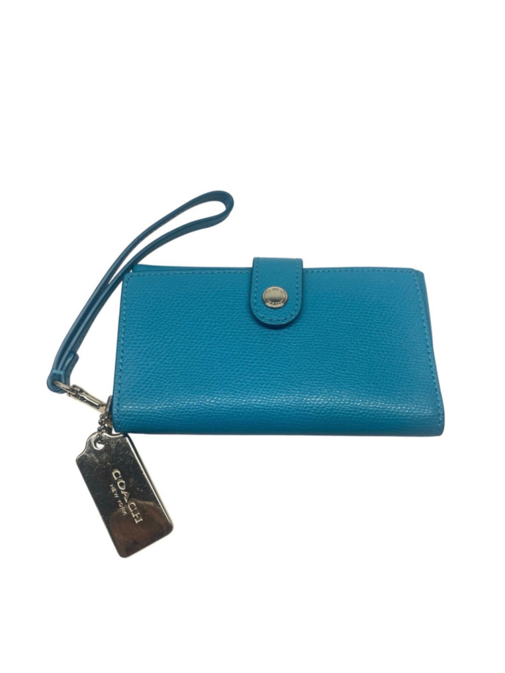 Coach Turquoise Pebbled Leather Tech Phone Wallet Wristlet NWT